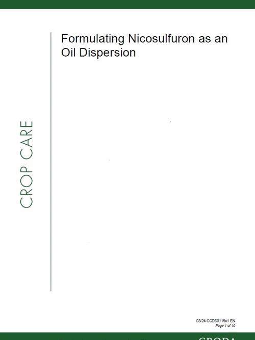 Formulating Nicosulfuron as an OD data sheet