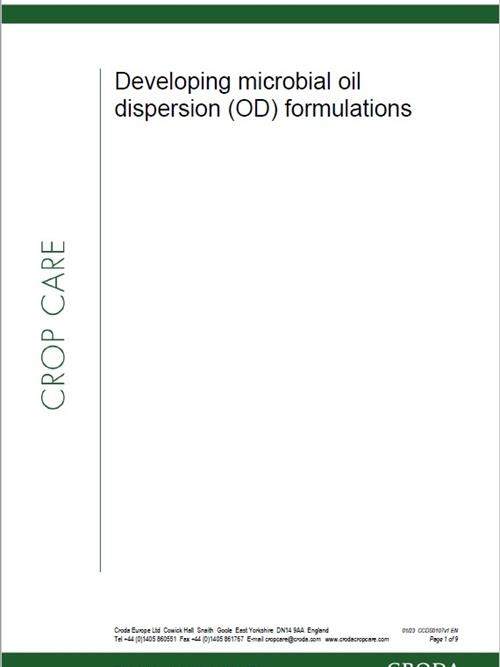 Developing microbial oil dispersion (OD) formulations data sheet